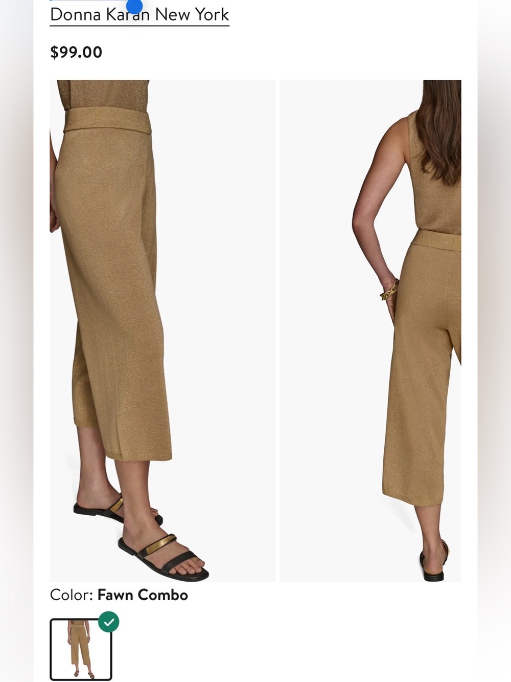 Donna Karan Metallic Camel Wide-Leg Pants - Picture 7 of 7